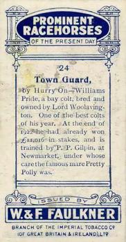 1923 W. & F. Faulkner's Prominent Racehorses of the Present Day #24 Town Guard Back